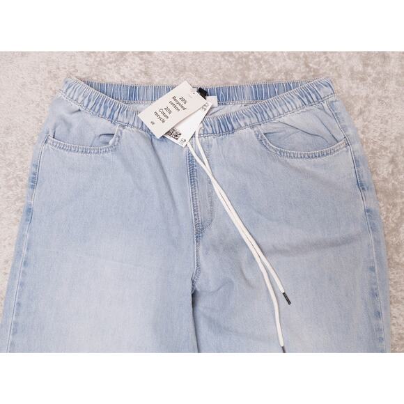 H&M Wide Leg Pull On Blue Wash Denim Pants Jeans Womens Size M NWT - Picture 7 of 9